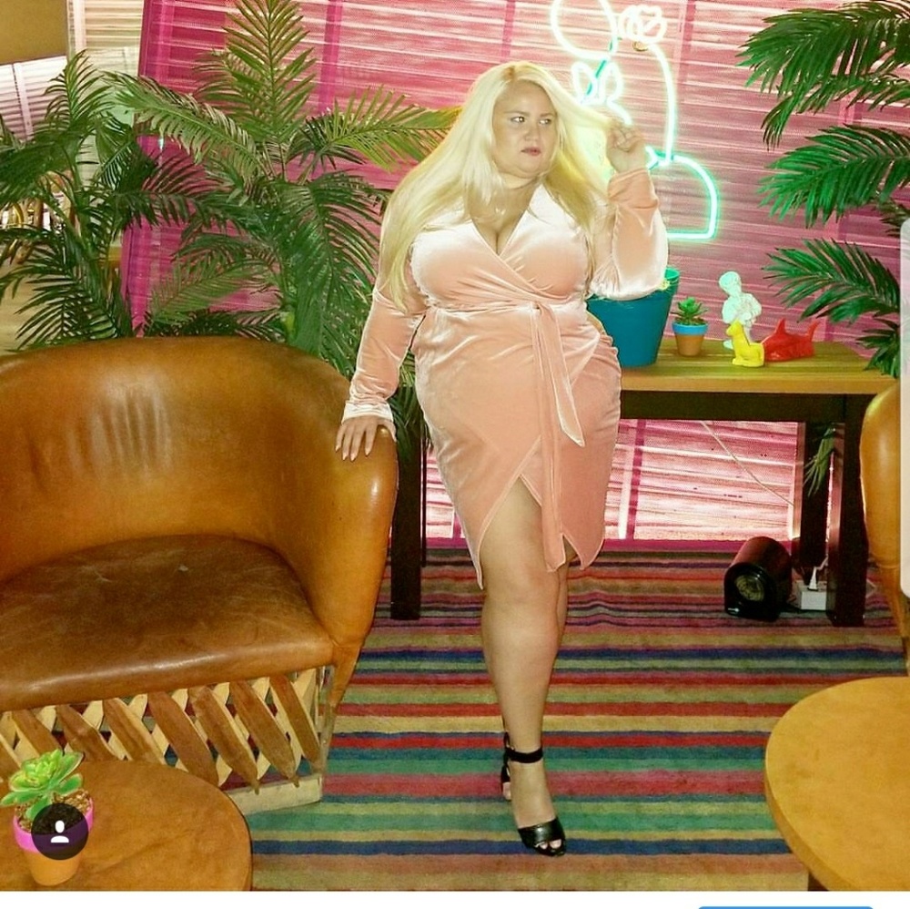 Designer Pink velvet like dress